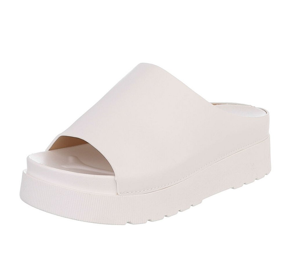 Ital-Design Damen Plateau Sandale Slip-on mit offener Zehenpartie Plateausandaletten (91849181) Keilabsatz/Wedge Keilsandaletten in Weiß