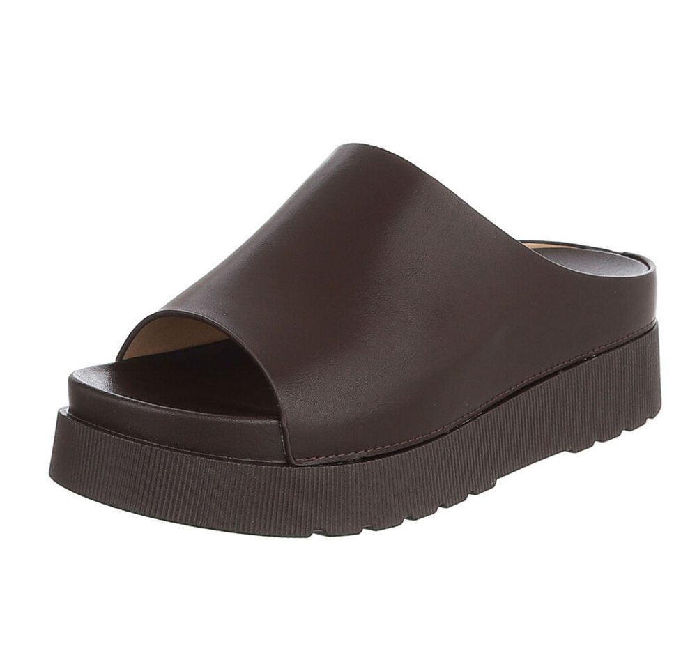Ital-Design Damen Plateau Sandale Slip-on mit offener Zehenpartie Plateausandaletten (91849186) Keilabsatz/Wedge Keilsandaletten in Braun