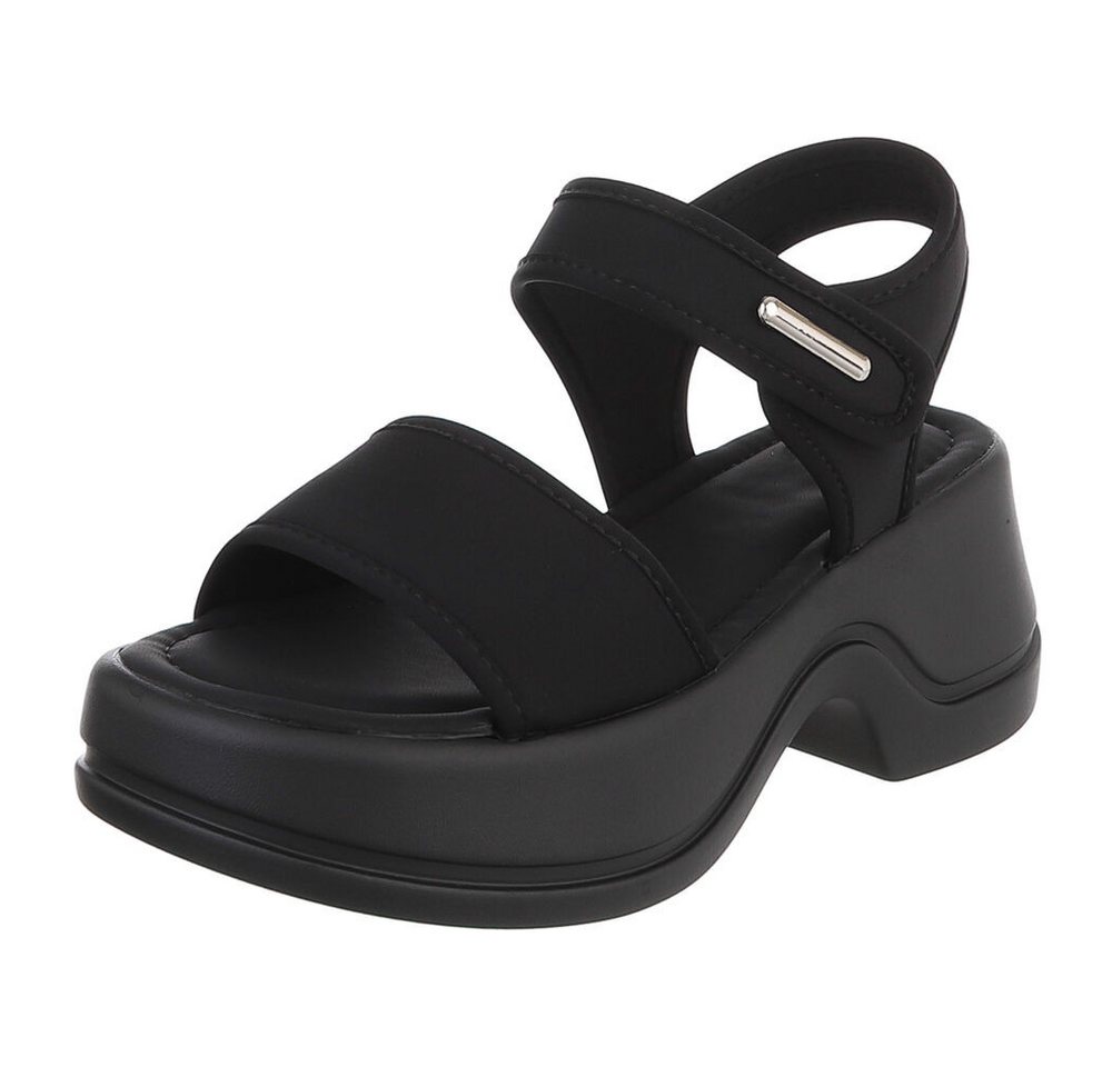 Ital-Design Damen Plateau-Sandalette mit Blockabsatz und Riemen Plateausandaletten (91849638) Blockabsatz Sandalen & Sandaletten in Schwarz
