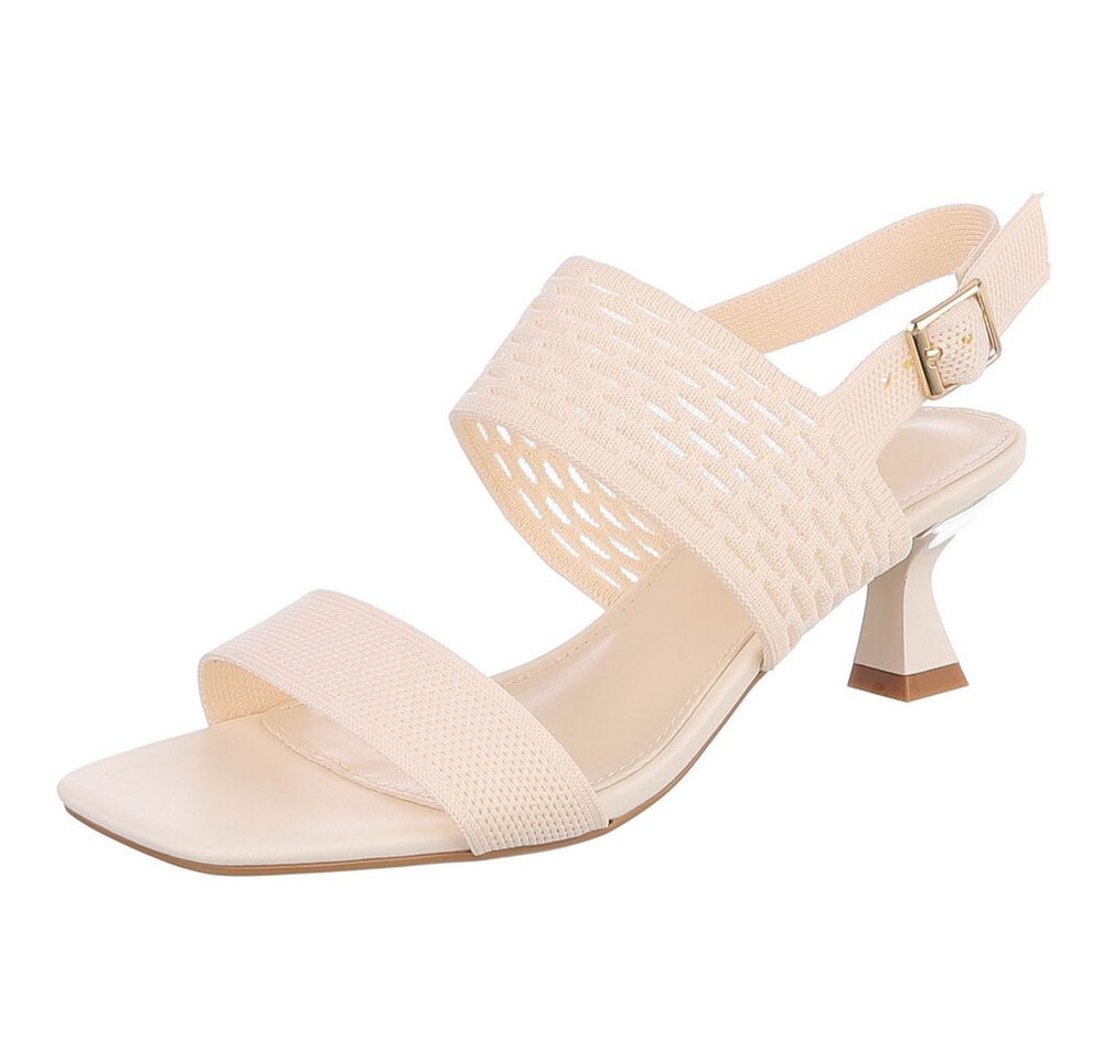 Ital-Design Damen Sandale mit Absatz und Fersenriemen Sandalette (91742701) Pfennig-/Stilettoabsatz Sandalen & Sandaletten in Beige