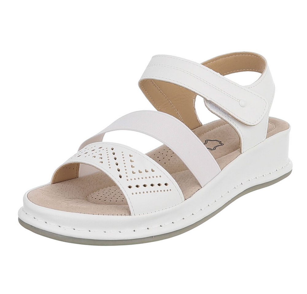 Ital-Design Damen Sandale mit Fersenriemen und Komfortsohle Riemchensandalette (91849607) Keilabsatz/Wedge Keilsandaletten in Weiß
