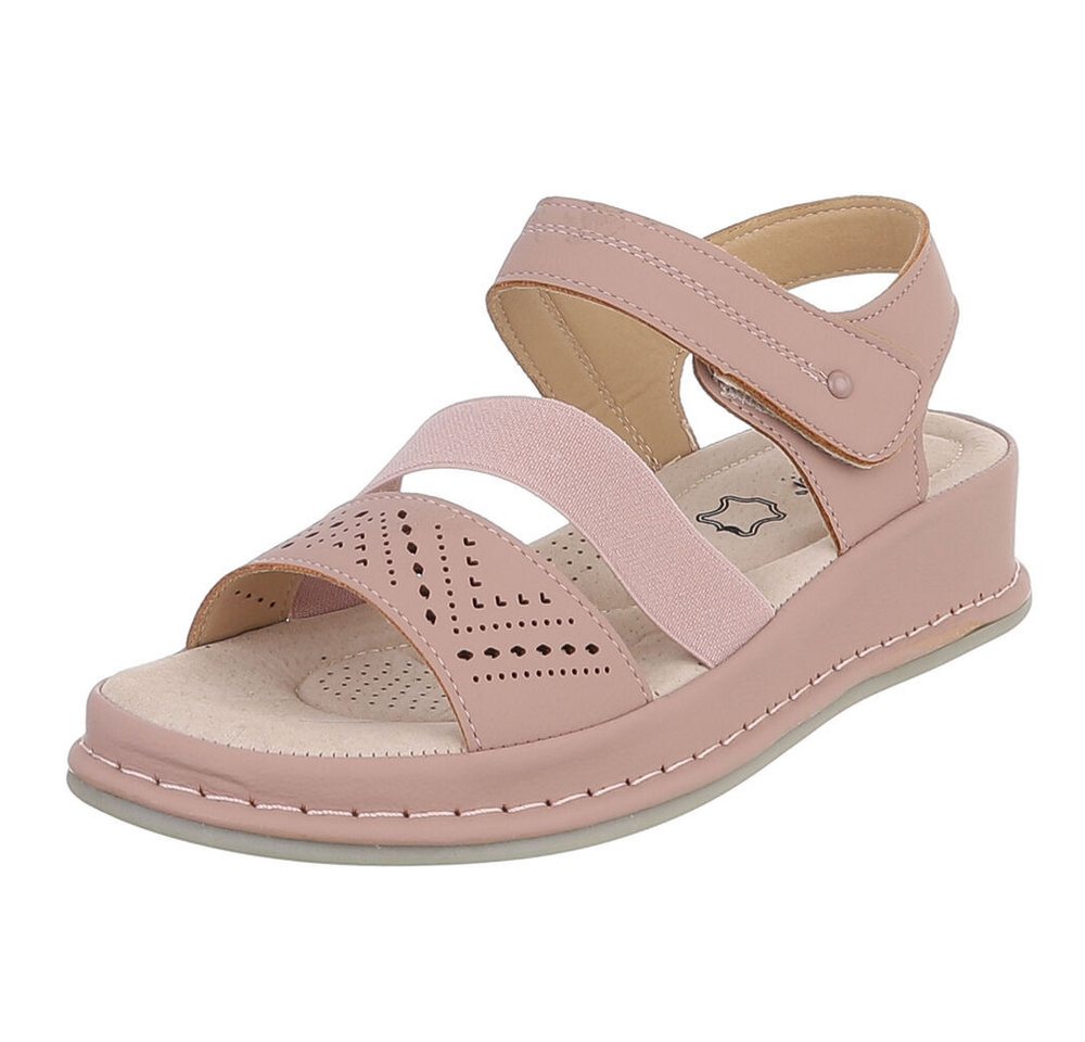 Ital-Design Damen Sandale mit Fersenriemen und Komfortsohle Riemchensandalette (91849616) Keilabsatz/Wedge Keilsandaletten in Altrosa