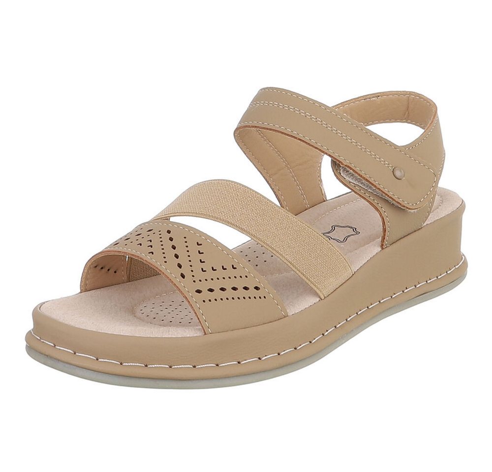 Ital-Design Damen Sandale mit Fersenriemen und Komfortsohle Riemchensandalette (91849620) Keilabsatz/Wedge Keilsandaletten in Hellbraun