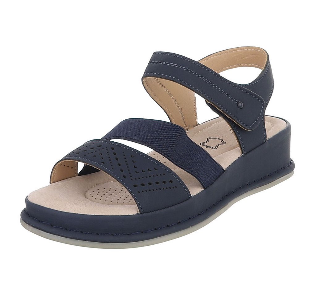 Ital-Design Damen Sandale mit Fersenriemen und Komfortsohle Riemchensandalette (91849627) Keilabsatz/Wedge Keilsandaletten in Dunkelblau