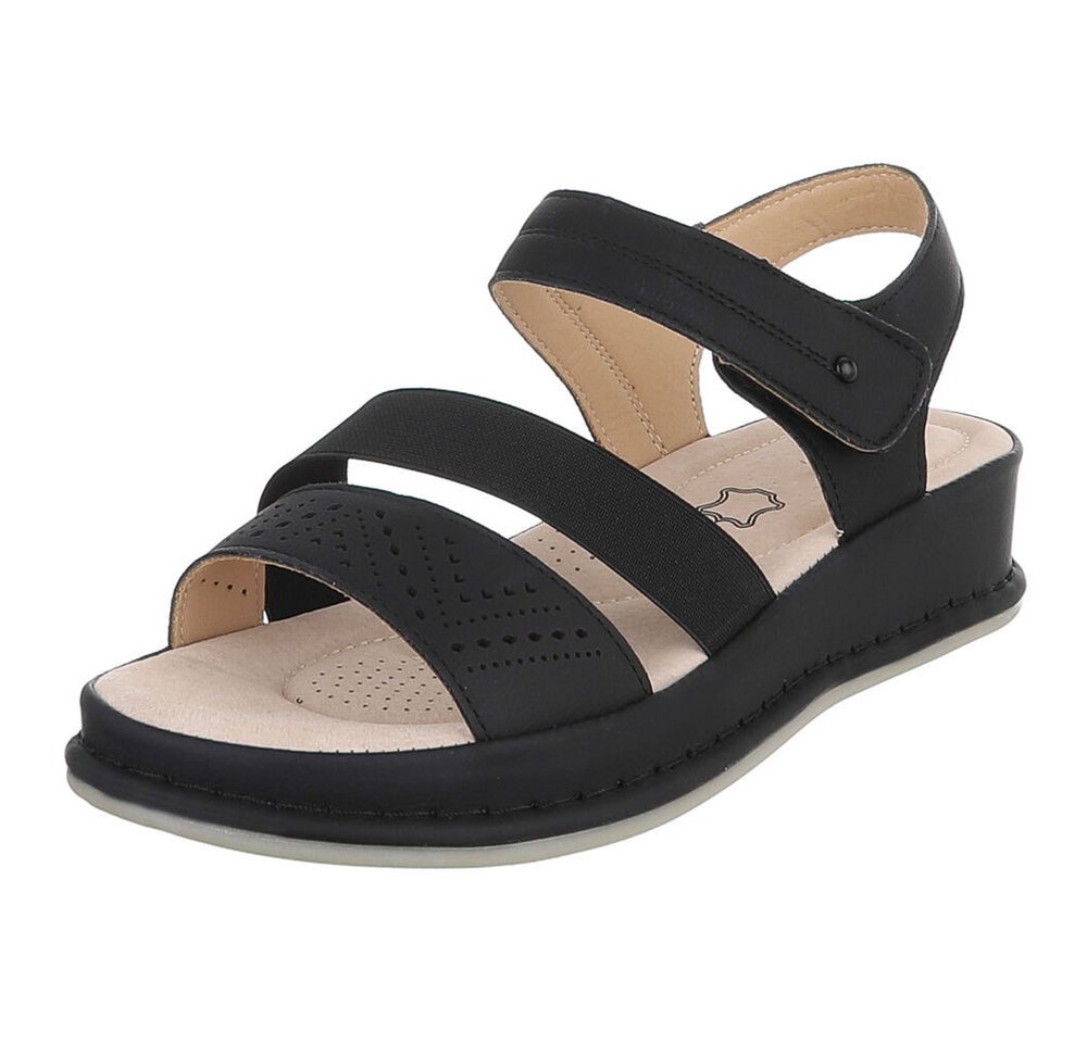 Ital-Design Damen Sandale mit Fersenriemen und Komfortsohle Riemchensandalette (91849632) Keilabsatz/Wedge Keilsandaletten in Schwarz