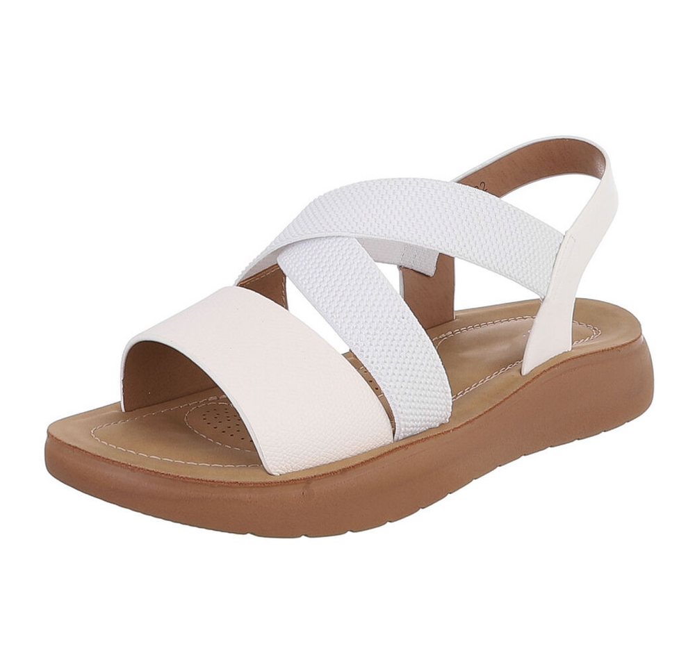 Ital-Design Damen Sandale mit Fersenriemen und Plateausohle Pantolette (92002705) Flach Pantoletten in Weiß