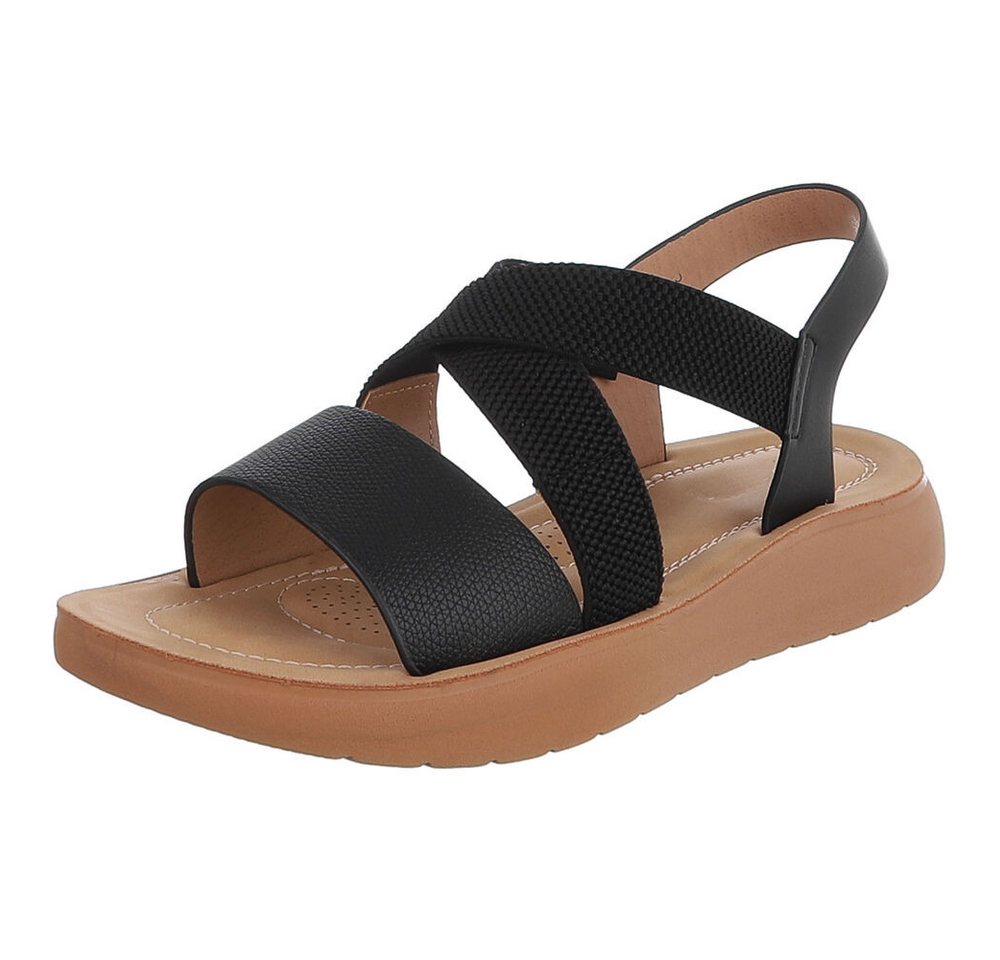 Ital-Design Damen Sandale mit Fersenriemen und Plateausohle Pantolette (92002711) Flach Pantoletten in Schwarz