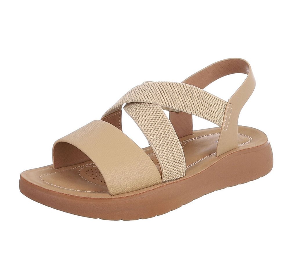 Ital-Design Damen Sandale mit Fersenriemen und Plateausohle Pantolette (92002717) Flach Pantoletten in Beige