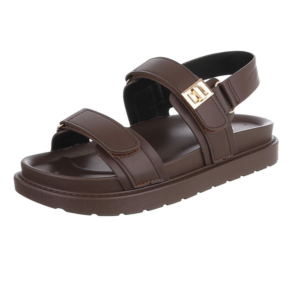 Ital-Design Damen Sandale mit Fersenriemen und Profilsohle Riemchensandalette (91742310) Flach Riemchensandalen in Braun