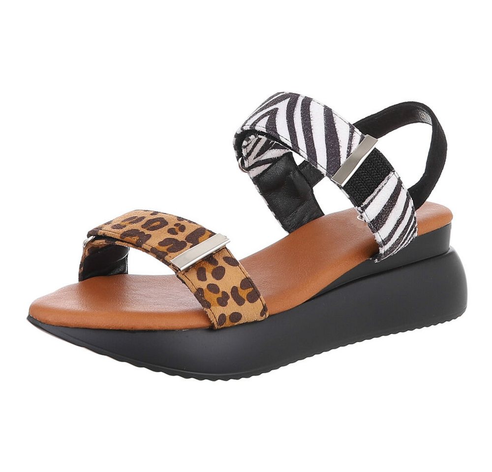 Ital-Design Damen Sandalen mit breiten Riemen und flexibler Sohle Plateausandaletten (89542308) Keilabsatz/Wedge Keilsandaletten in Braun