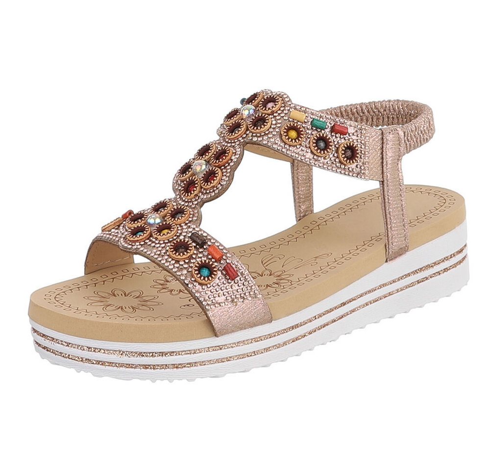 Ital-Design Damen Sandalenschuh mit Schmuckdetails und Plateau Plateausandaletten (91895663) Keilabsatz/Wedge Keilsandaletten in Roségold