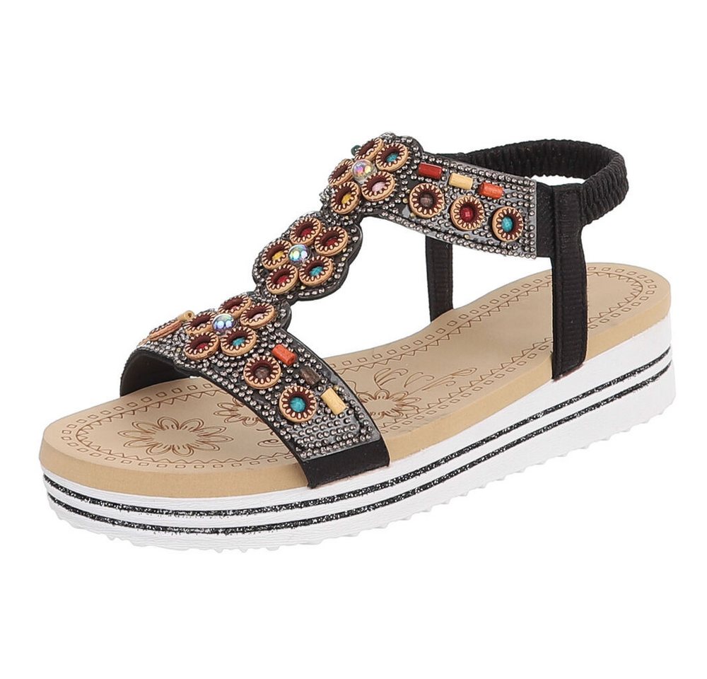 Ital-Design Damen Sandalenschuh mit Schmuckdetails und Plateau Plateausandaletten (91895671) Keilabsatz/Wedge Keilsandaletten in Schwarz
