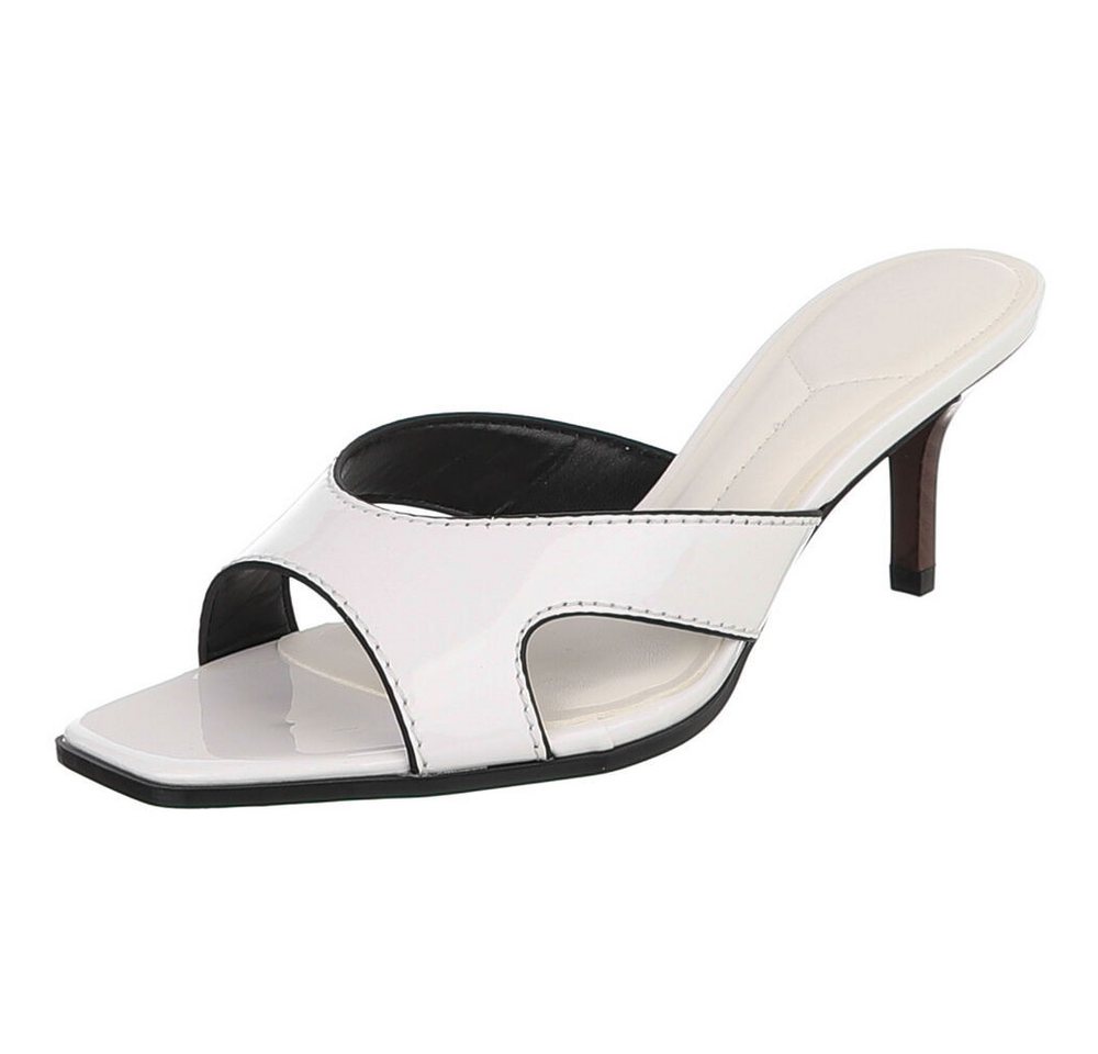 Ital-Design Damen Sandalette mit High Heel und offenem Design Pantolette (91895541) Pfennig-/Stilettoabsatz Sandalen & Sandaletten in Weiß