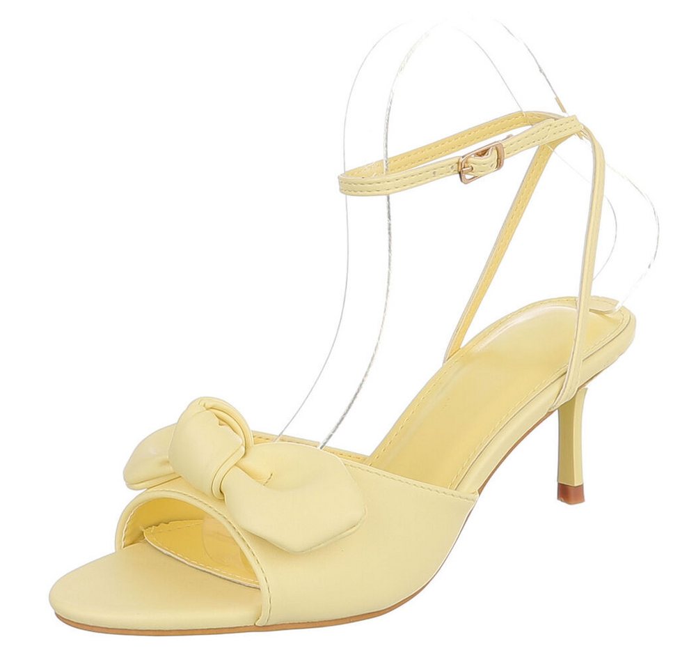 Ital-Design Damen Sandalette mit Schleifendetail und T-Steg Sandalette (91849051) Pfennig-/Stilettoabsatz Sandalen & Sandaletten in Gelb