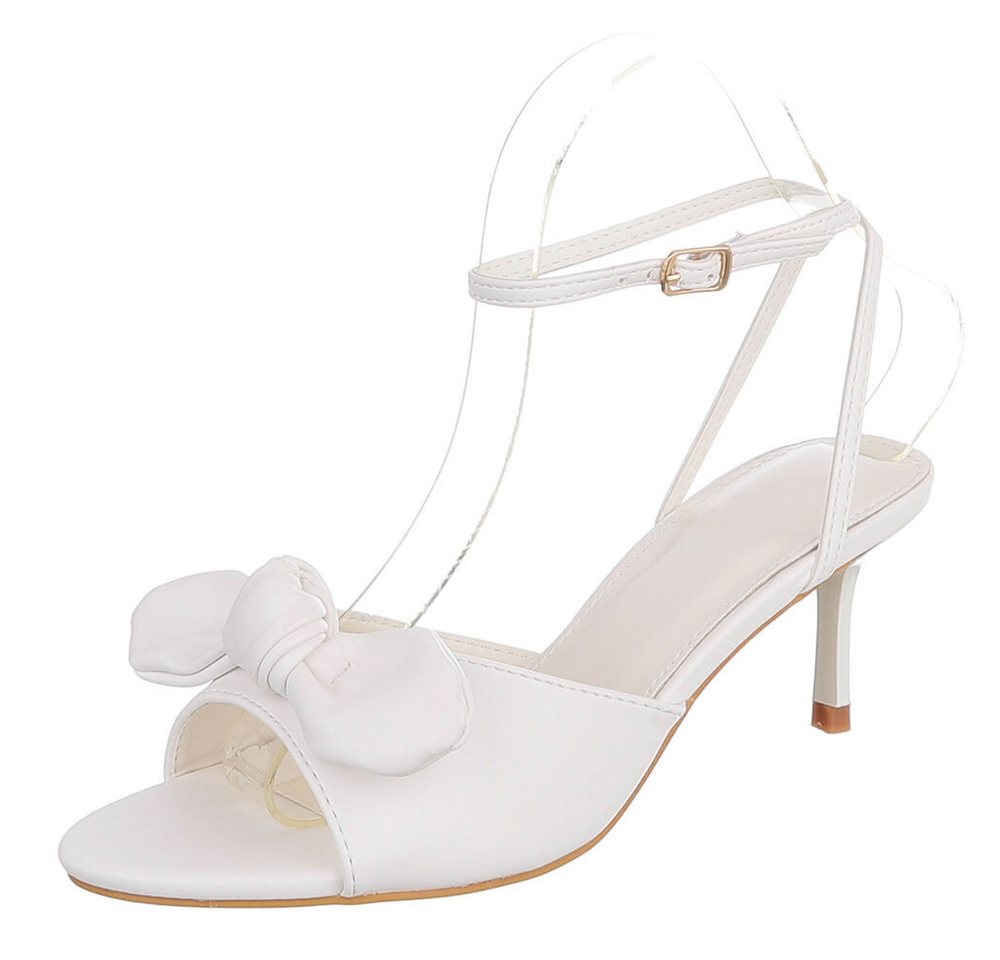 Ital-Design Damen Sandalette mit Schleifendetail und T-Steg Sandalette (91849054) Pfennig-/Stilettoabsatz Sandalen & Sandaletten in Weiß