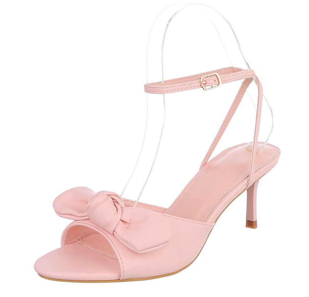 Ital-Design Damen Sandalette mit Schleifendetail und T-Steg Sandalette (91849061) Pfennig-/Stilettoabsatz Sandalen & Sandaletten in Hellrosa