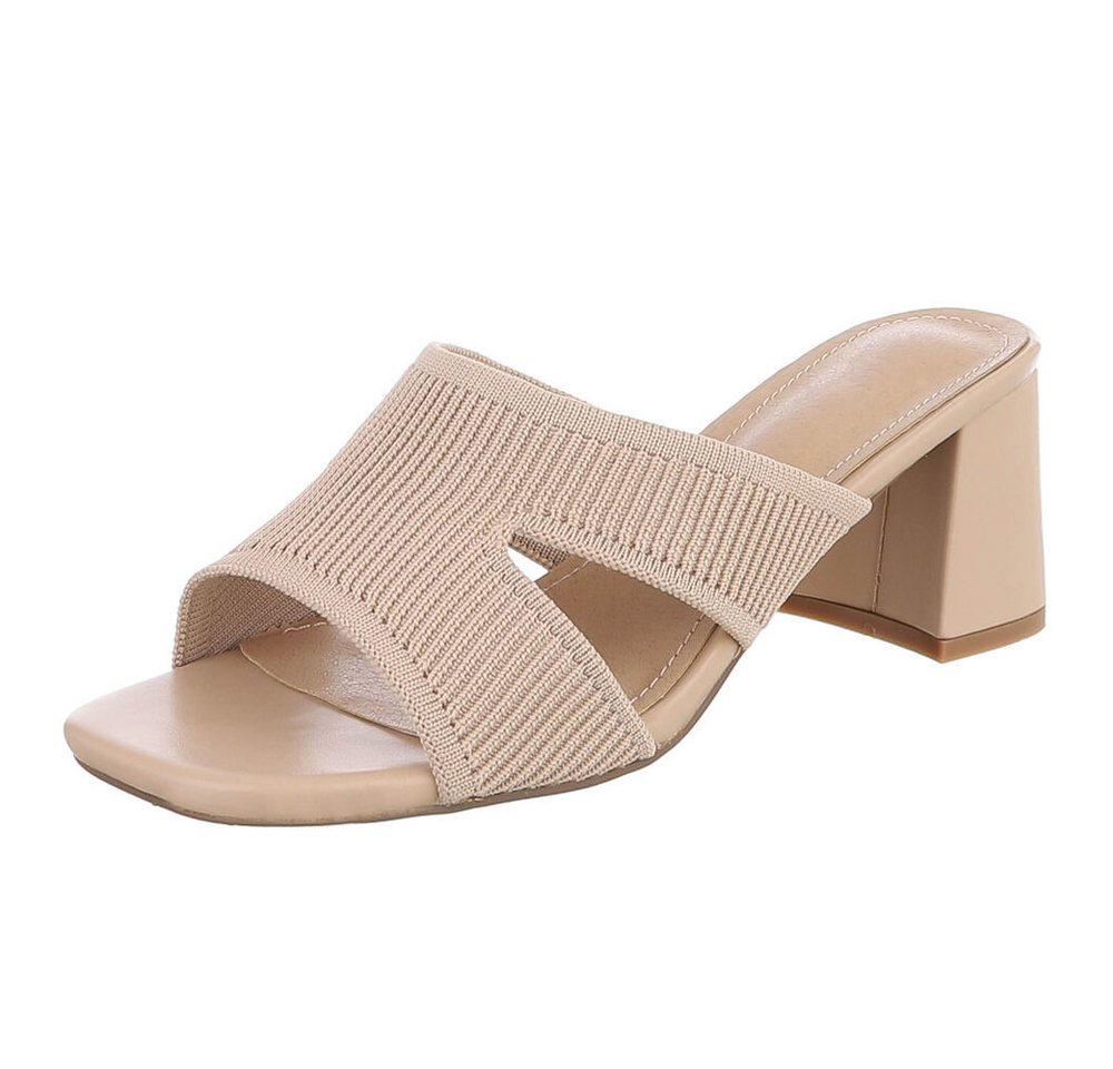 Ital-Design Damen Sandaletten mit Blockabsatz und Riemen Pantolette (91742706) Blockabsatz Sandalen & Sandaletten in Hellbraun