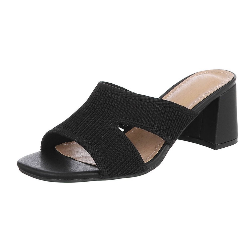 Ital-Design Damen Sandaletten mit Blockabsatz und Riemen Pantolette (91742711) Blockabsatz Sandalen & Sandaletten in Schwarz
