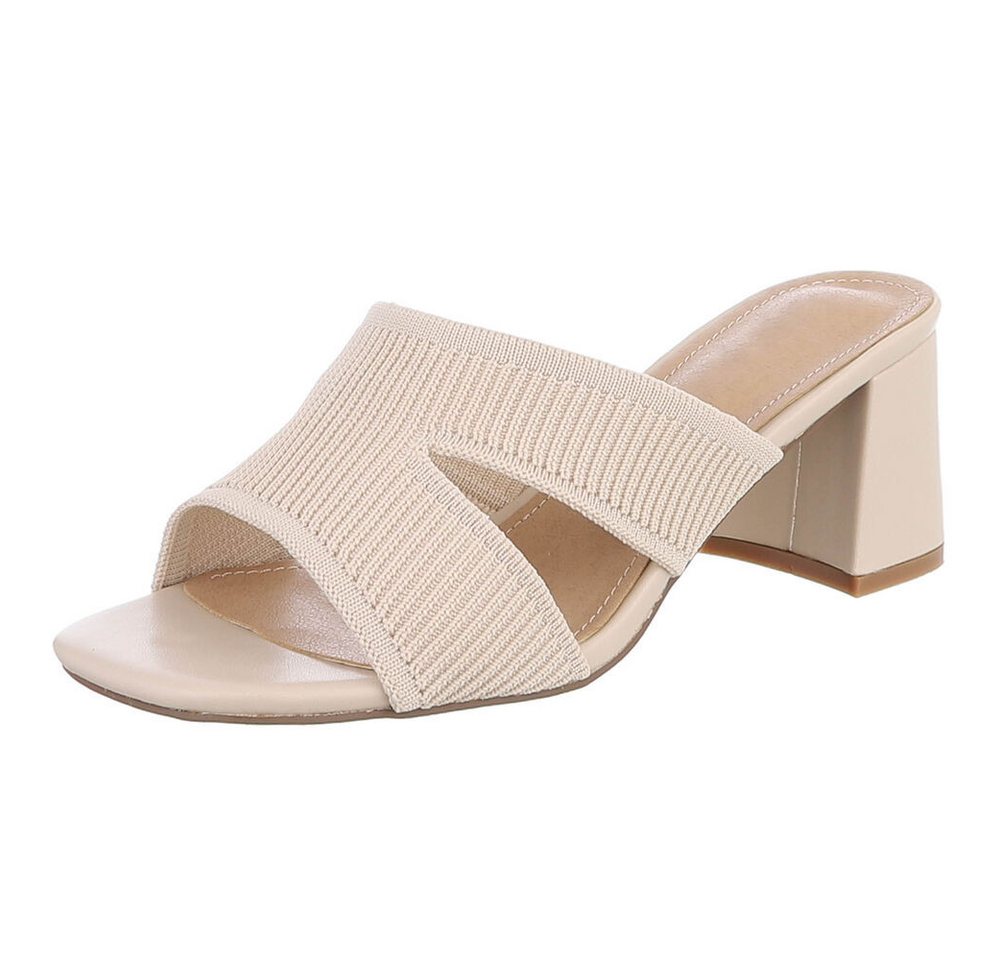 Ital-Design Damen Sandaletten mit Blockabsatz und Riemen Pantolette (91742717) Blockabsatz Sandalen & Sandaletten in Beige