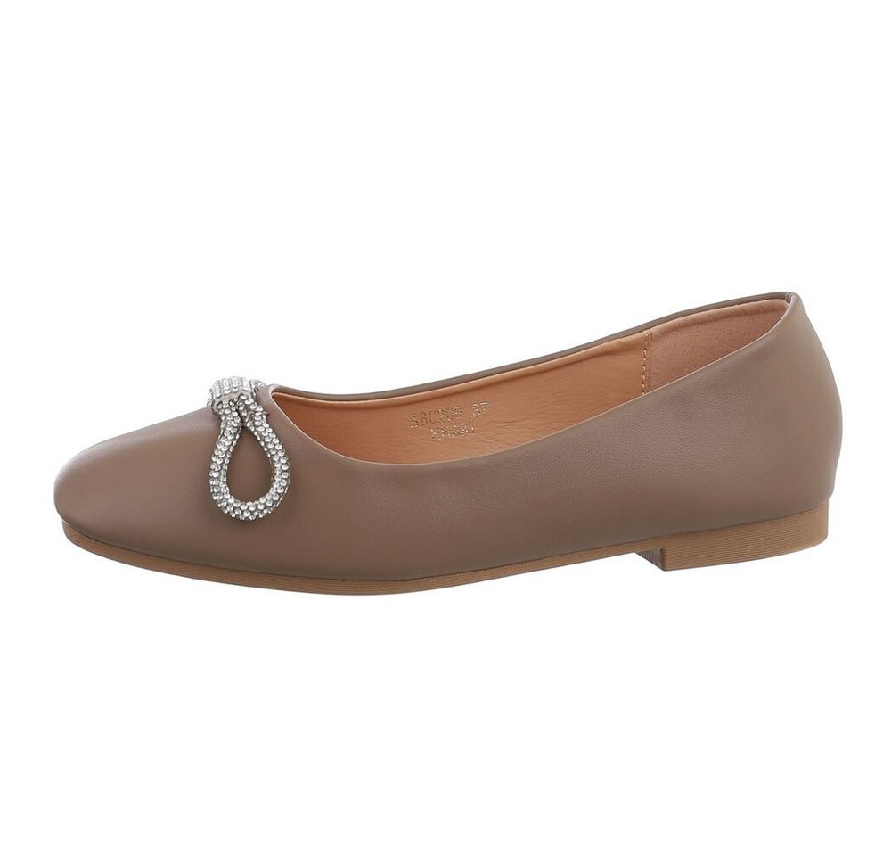 Ital-Design Damen Schlupfschuhe Elegant Ballerina (81137539) Blockabsatz Klassische Ballerinas in Hellbraun