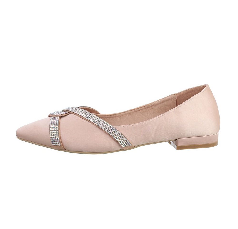Ital-Design Damen Schlupfschuhe Freizeit Ballerina (82095500) Blockabsatz Klassische Ballerinas in Beige