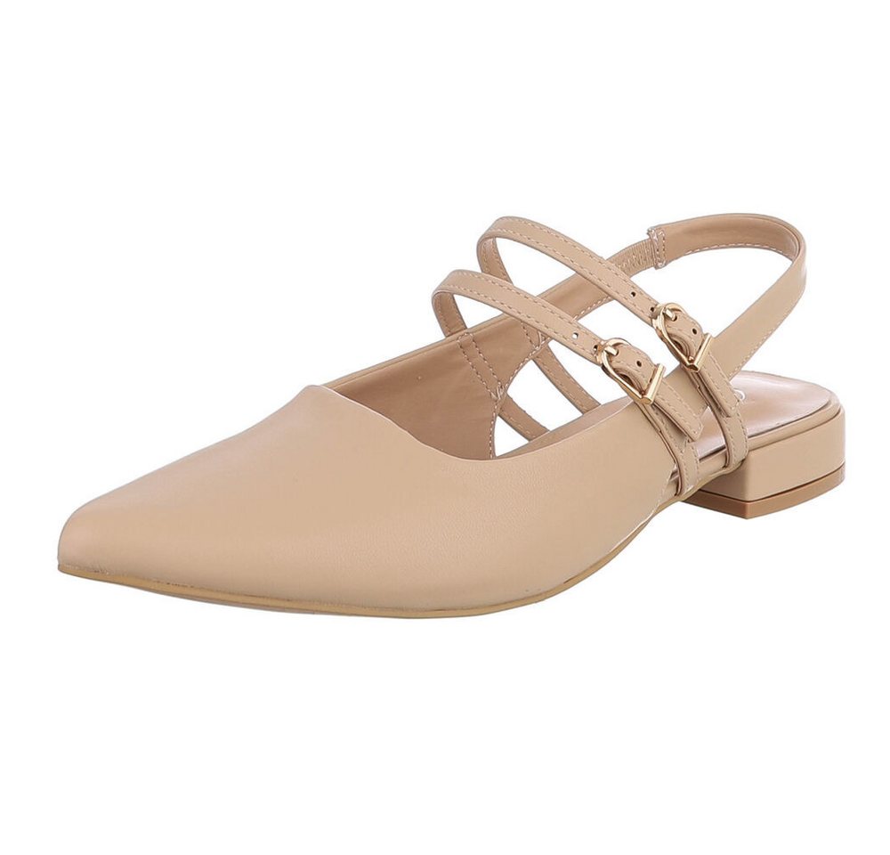 Ital-Design Damen Slingback-Pumps mit Blockabsatz elegant Schnürpumps (91742431) Blockabsatz Schnür- & Riemchenpumps in Hellbraun