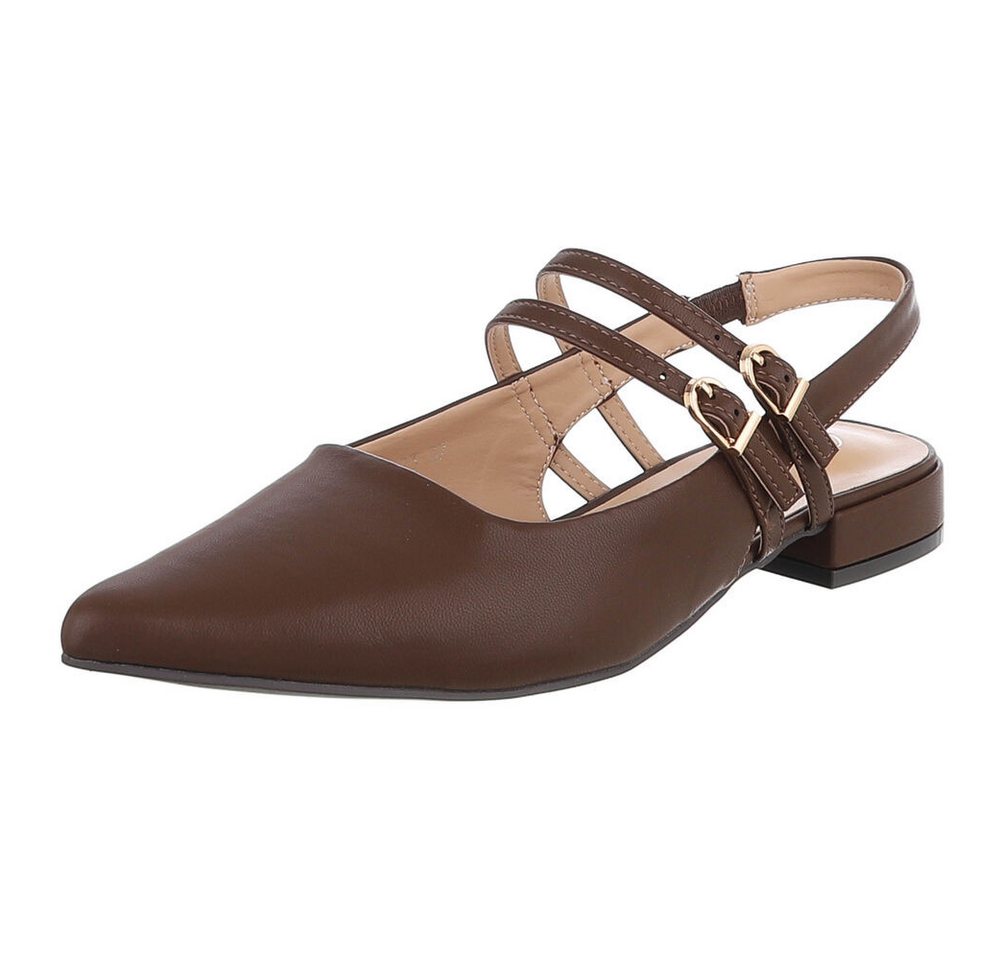 Ital-Design Damen Slingback-Pumps mit Blockabsatz elegant Schnürpumps (91742436) Blockabsatz Schnür- & Riemchenpumps in Braun