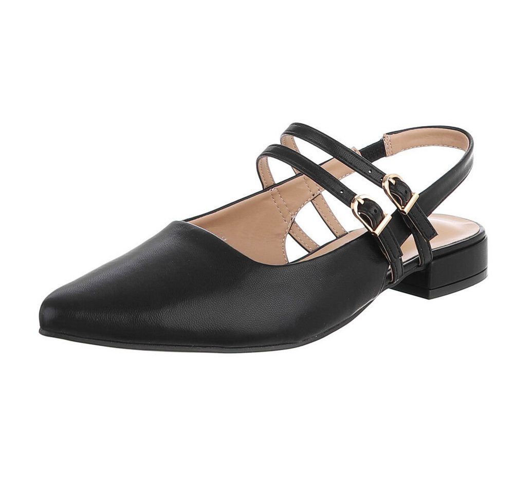 Ital-Design Damen Slingback-Pumps mit Blockabsatz elegant Schnürpumps (91742439) Blockabsatz Schnür- & Riemchenpumps in Schwarz