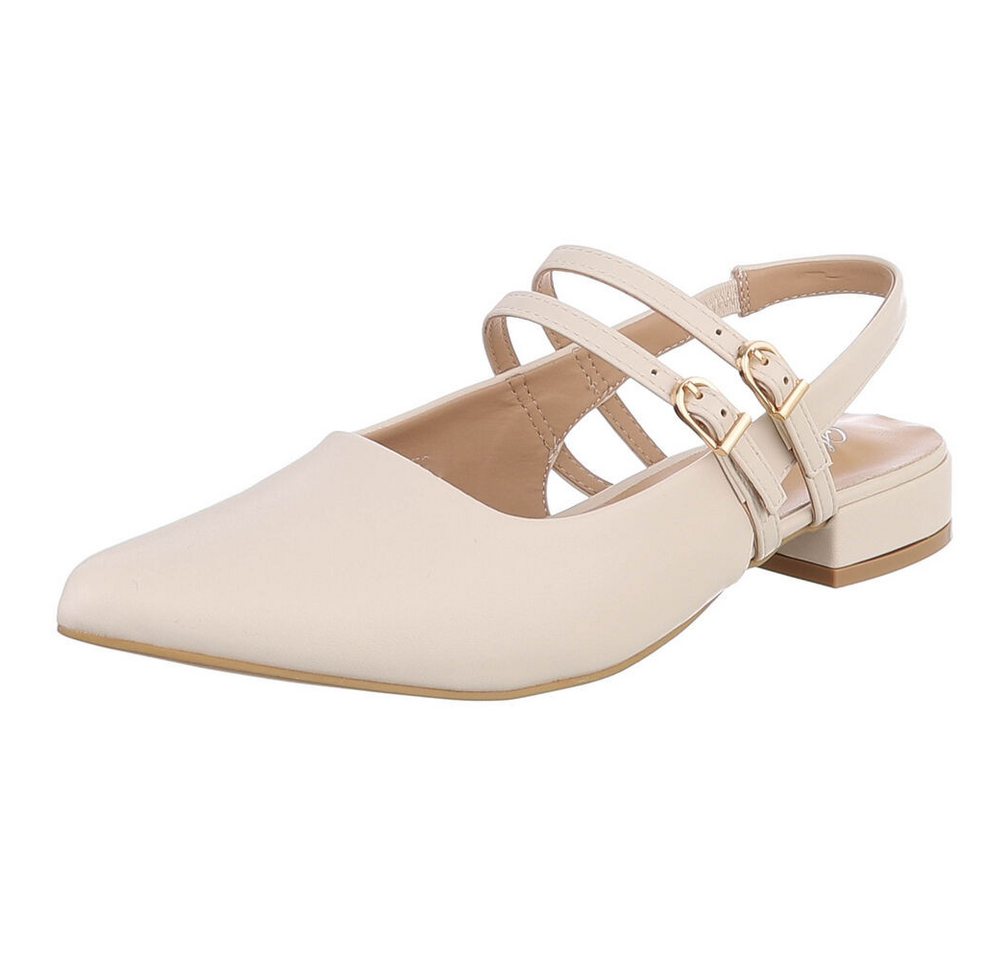 Ital-Design Damen Slingback-Pumps mit Blockabsatz elegant Schnürpumps (91742449) Blockabsatz Schnür- & Riemchenpumps in Beige