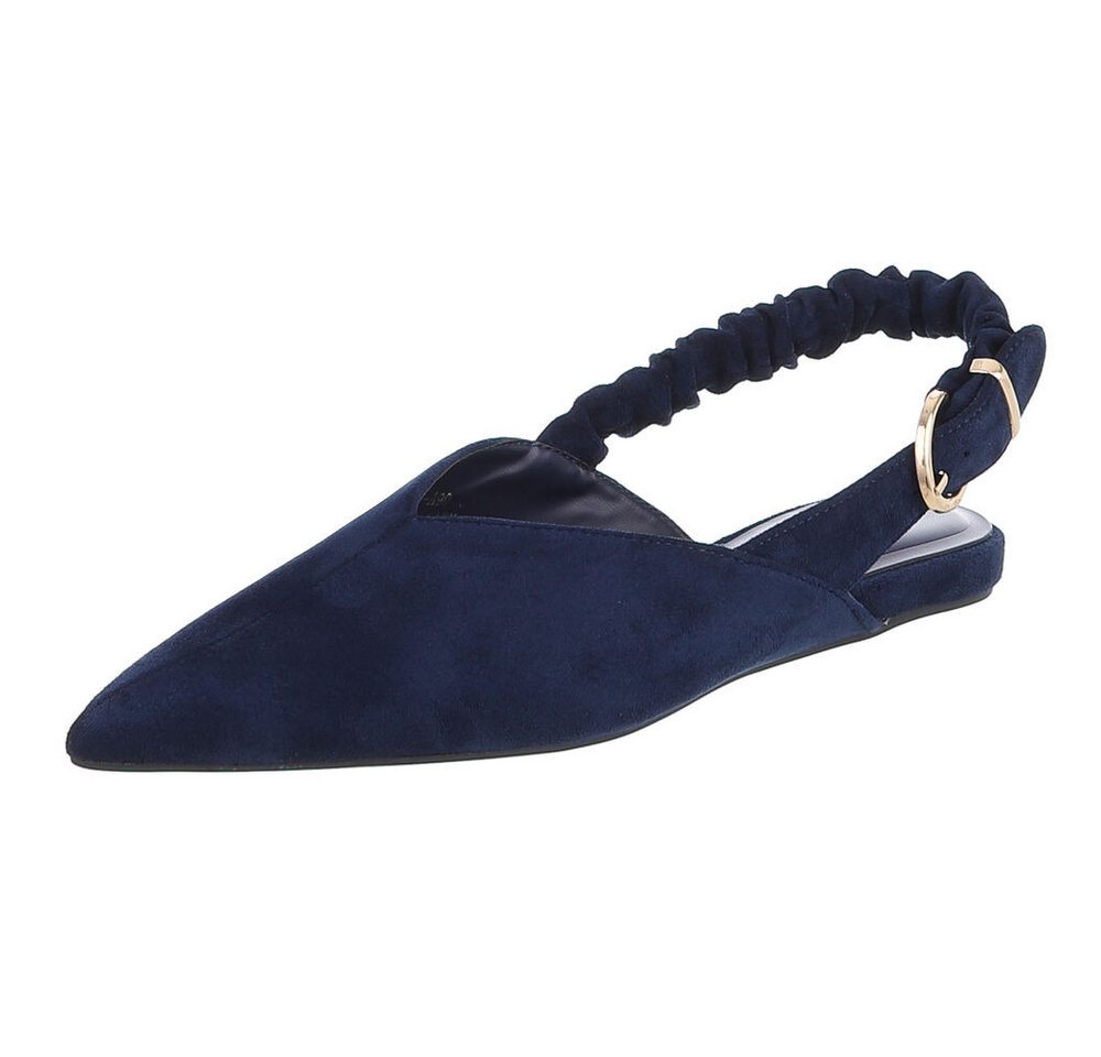 Ital-Design Damen Slingback Schuh flach mit Metallschnalle Schnürpumps (92078988) Flach Schnür- & Riemchenpumps in Dunkelblau