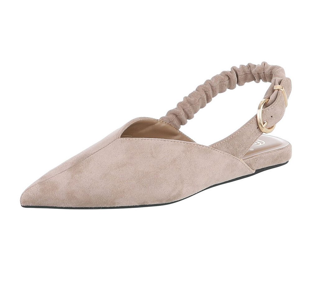 Ital-Design Damen Slingback Schuh flach mit Metallschnalle Schnürpumps (92078995) Flach Schnür- & Riemchenpumps in Hellbraun