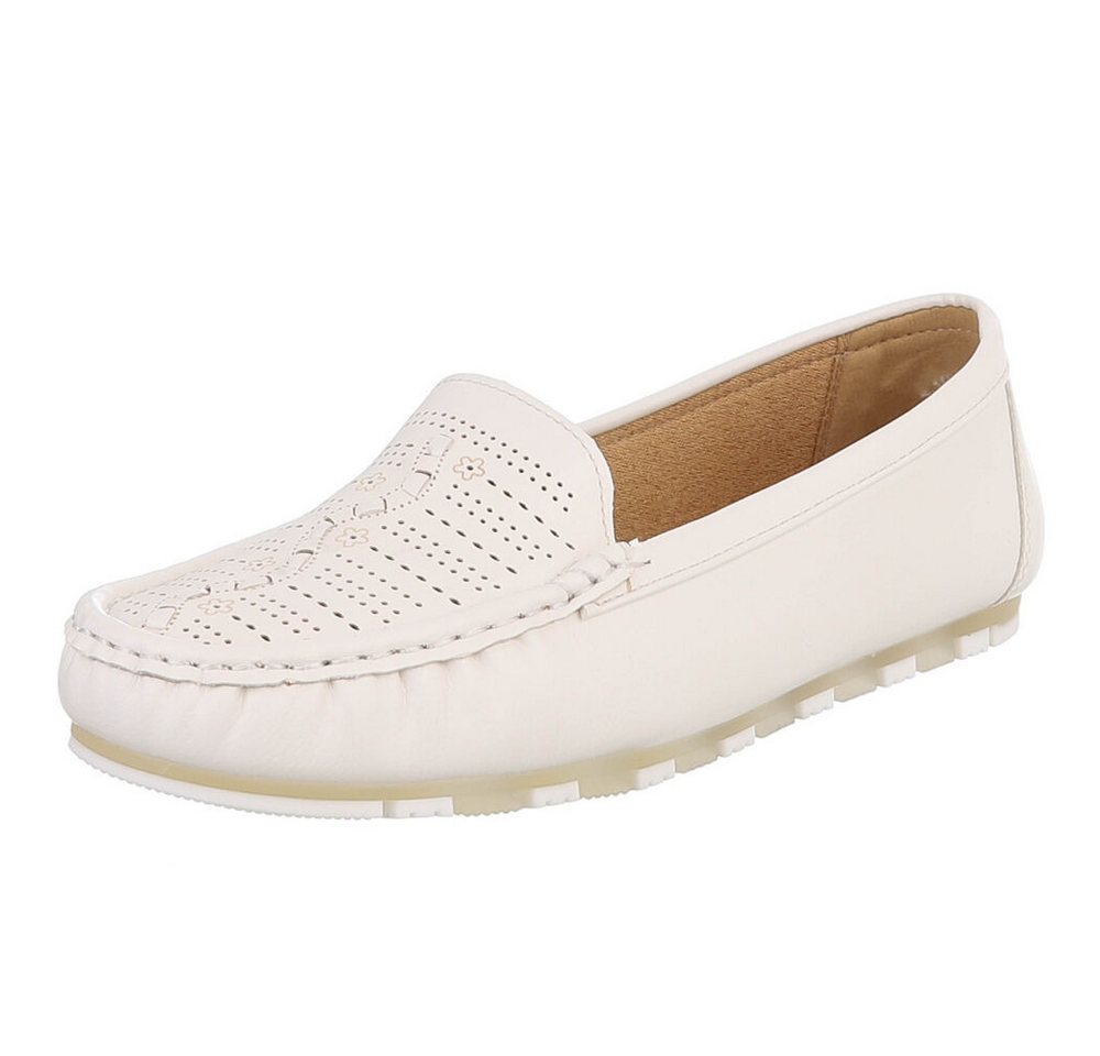 Ital-Design Damen Slipper mit erhöhtem Tragekomfort und Luftdurchlässigkeit Slipper (91512545) Flach Mokassins in Weiß