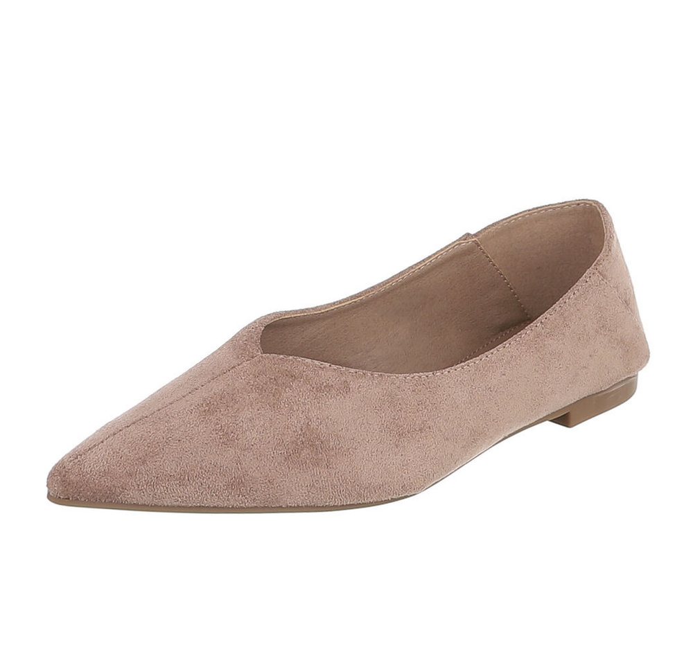 Ital-Design Damen Slipper spitz elegant ohne Verschluss Pumps (92078681) Blockabsatz Klassische Ballerinas in Hellbraun