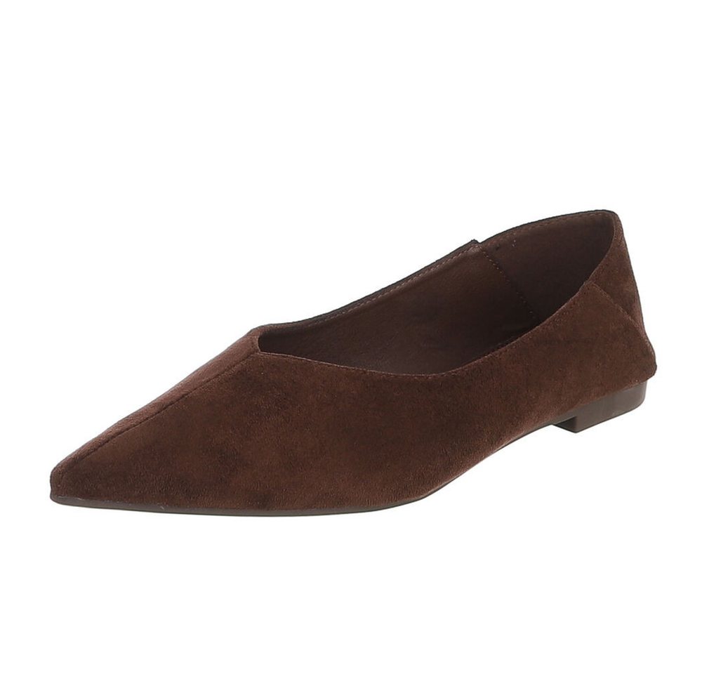Ital-Design Damen Slipper spitz elegant ohne Verschluss Pumps (92078688) Blockabsatz Klassische Ballerinas in Braun