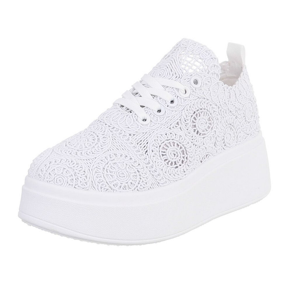 Ital-Design Damen Sneaker mit erhöhtem Komfort und kunstvollem Design Sneaker (91116867) Keilabsatz/Wedge Sneakers Low in Weiß