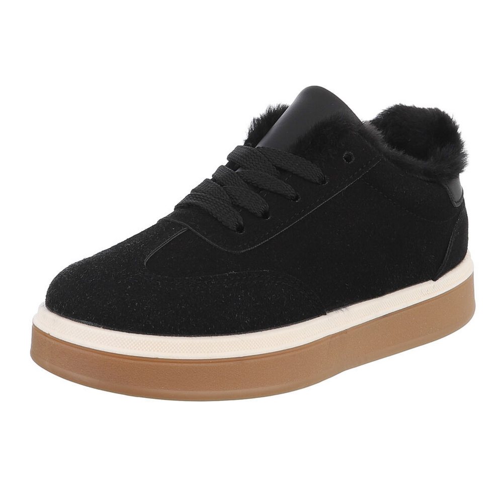 Ital-Design Damen Sneaker mit gepolstertem Schaftrand für Alltag Sneaker (90542878) Flach Sneakers Low in Schwarz