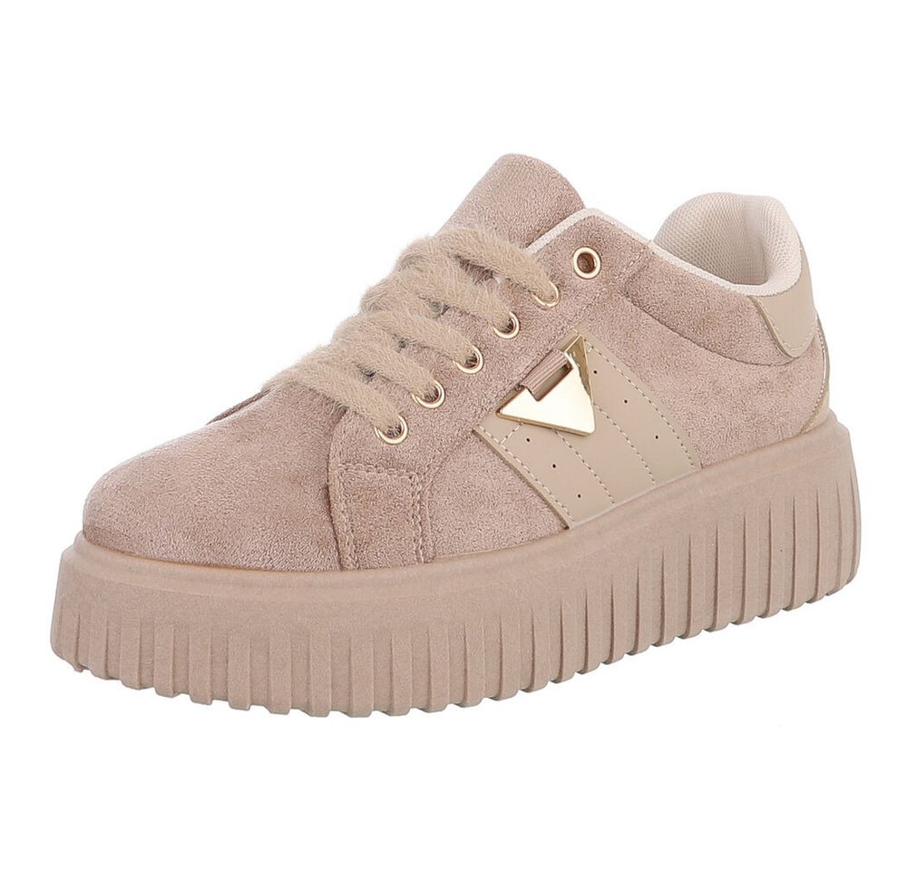 Ital-Design Damen Sneaker mit gepolsterter Innensohle und robustem Halt Sneaker (90704153) Flach Sneakers Low in Hellbraun
