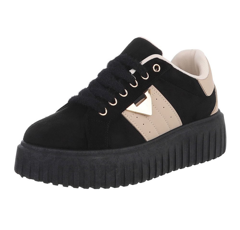 Ital-Design Damen Sneaker mit gepolsterter Innensohle und robustem Halt Sneaker (90704157) Flach Sneakers Low in Schwarz