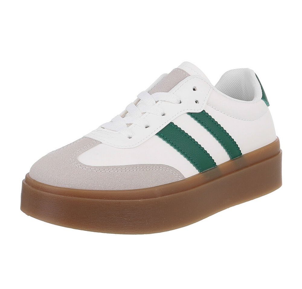 Ital-Design Damen Sneaker mit Komfort und modernem Design für Freizeit Sneaker (89542870) Flach Sneakers Low in Weiß