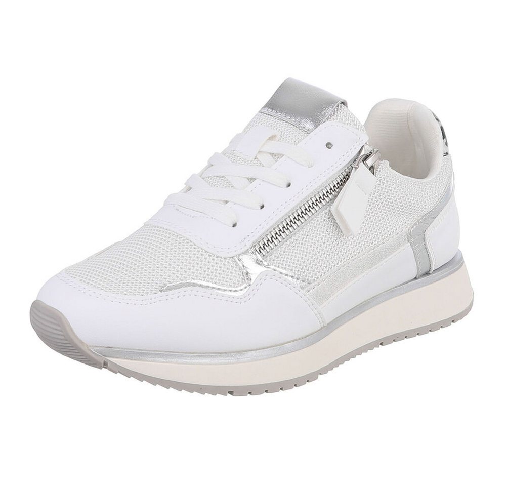Ital-Design Damen Sneaker mit Mesh-Obermaterial und eleganten Details Sneaker (91261480) Keilabsatz/Wedge Sneakers Low in Weiß