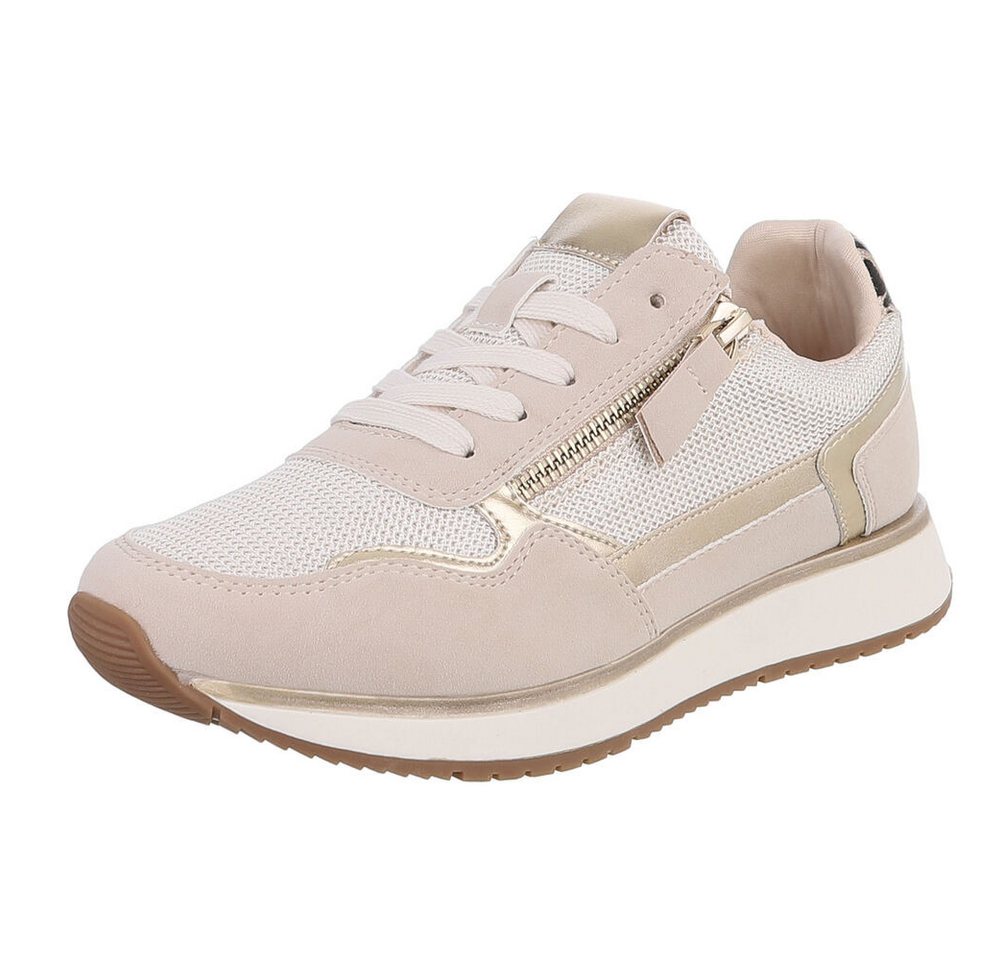 Ital-Design Damen Sneaker mit Mesh-Obermaterial und eleganten Details Sneaker (91261488) Keilabsatz/Wedge Sneakers Low in Beige