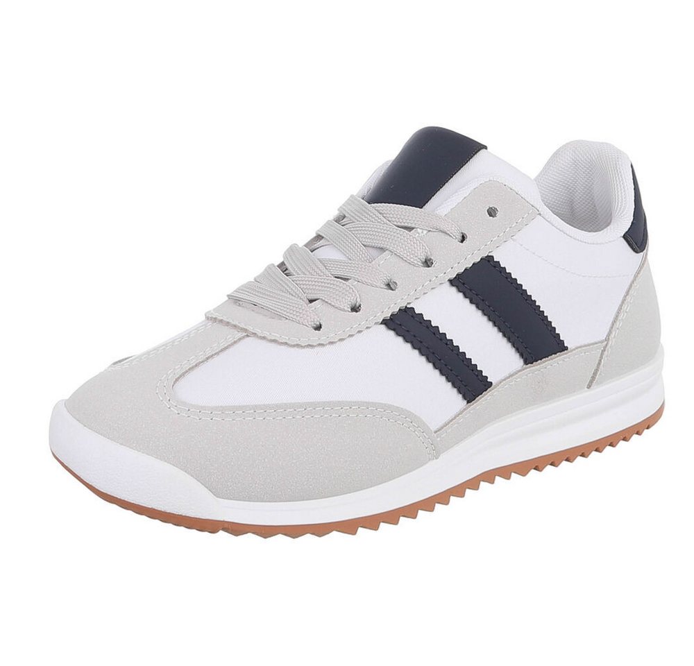 Ital-Design Damen Sneaker mit Schnürung und Profilsohle Sneaker (91742582) Flach Sneakers Low in Weiß