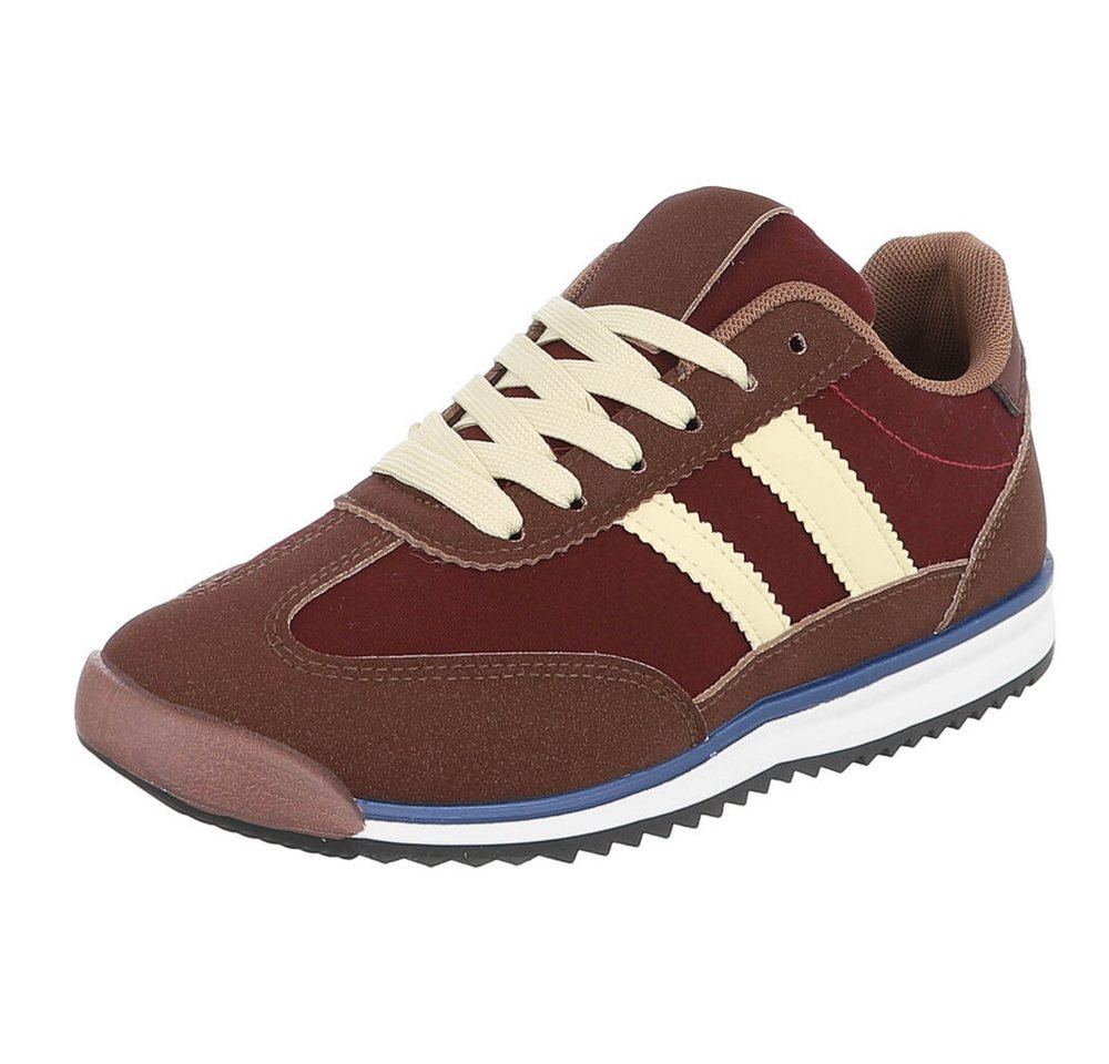 Ital-Design Damen Sneaker mit Schnürung und Profilsohle Sneaker (91742585) Flach Sneakers Low in Braun