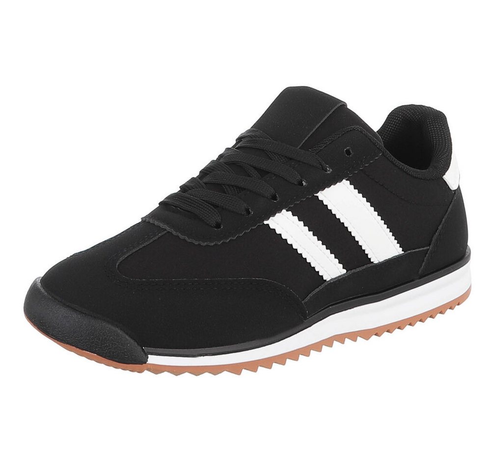 Ital-Design Damen Sneaker mit Schnürung und Profilsohle Sneaker (91742595) Flach Sneakers Low in Schwarz