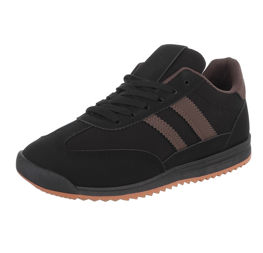 Ital-Design Damen Sneaker mit Schnürung und Profilsohle Sneaker (91742601) Flach Sneakers Low in Schwarz