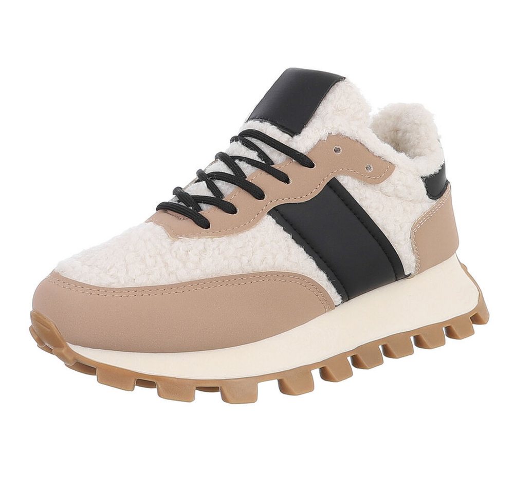 Ital-Design Damen Sneakers mit hohem Komfort für Freizeitaktivitäten Snowboots (90704247) Flach Sneakers Low in Hellbraun