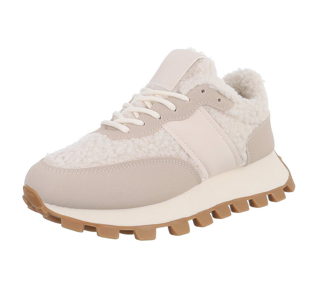 Ital-Design Damen Sneakers mit hohem Komfort für Freizeitaktivitäten Snowboots (90704254) Flach Sneakers Low in Beige