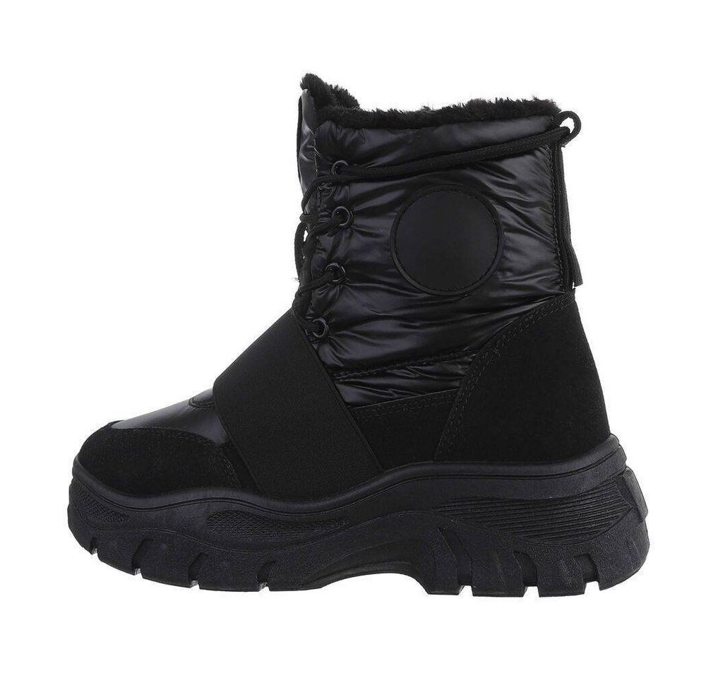Ital-Design Damen Snowboots Freizeit Snowboots (77486157) Flach Plateaustiefeletten in Schwarz