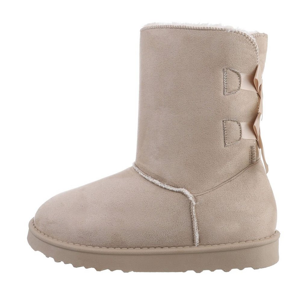 Ital-Design Damen Snowboots Freizeit Snowboots (81440816) Flach Flache Stiefeletten in Beige