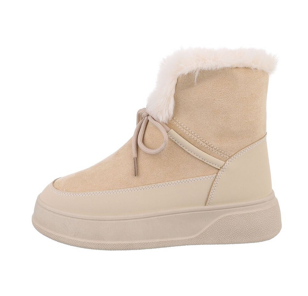 Ital-Design Damen Snowboots Freizeit Snowboots (84456417) Keilabsatz/Wedge Keilstiefeletten in Beige
